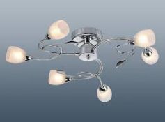 Boxed Polished Chrome Effect 6 Light Designer Ceiling Light (Viewing/Appraisals Highly Recommended)