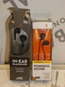 Lot to Contain 10 Assorted Brand New Pairs Of In Ear Earphones By Gummy And JVC (To Be Handed Out By