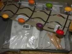 Lot to Contain 5 Assorted Items To Include Multi Coloured Hanging Coat Racks Ombre Flex Squeegees