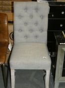 Boxed Pair of Grey Fabric Upholstered Octagon Button Back Grey Fabric Dining Chairs RRP £220 (