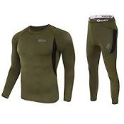 Lot to Contain 5 ESD5 Men's Thermal Under Garments In Khaki Green And Assorted Sizes