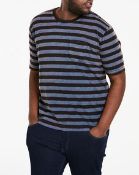 Lot To Contain 10 Brand New Jackamo Blue And Black Striped Designer T-Shirts In Assorted Sizes (To
