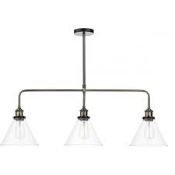 Boxed Dar Ray 3 Light Antique Brass Bar Pendant RRP £100 (Viewing or Appraisals Highly Recommended)