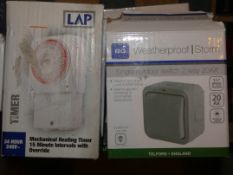 Lot To Contain 6x Boxed And Unboxed Assorted Items To Include Single Outdoor Two Way Switches,