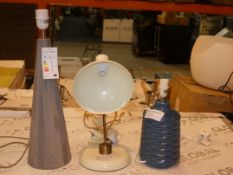 Lot to Contain 3 Assorted Designer Table Lamps and Lamp Bases Combined RRP £90 (RET00231497)(