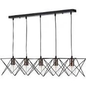 Boxed Midi 5 Light Bar Pendant in Black and Copper RRP £75 (Public Viewing and Appraisals
