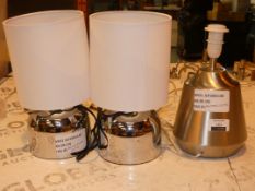Lot to Contain 3 Assorted Metal Base Fabric Shade Designer Table Lamps (ret00213595)(RET00352731)(