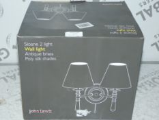 Lot to Contain 2 Boxed Slone John Lewis and Partners Silk Shade Wall Lights RRP £25 Each (