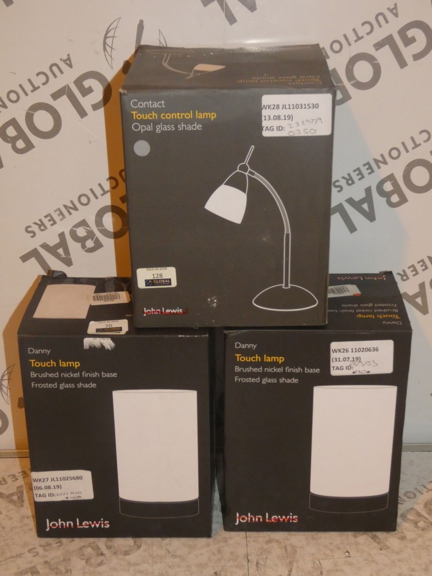 Lot to Contain 4 Assorted Lights to Include 3 Danny Oval Touch Control Lamps and a Touch Control