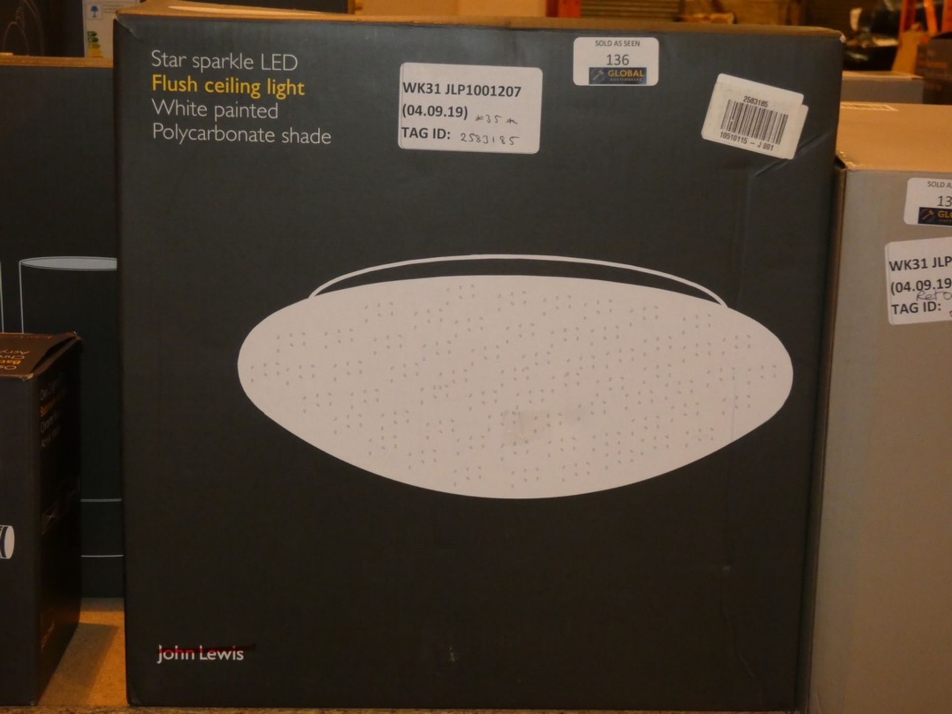 Lot to Contain 2 Boxed John Lewis and Partners Star Sparkle LED White Painted Ceiling Lights
