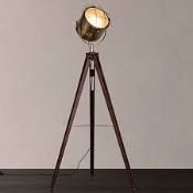 Boxed John Lewis And Partners Joules Grey Wooden Base Fabric Shade Floor Standing Lamp RRP £195 (