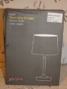 Boxed John Lewis and Partners Isobel Pewter Finish Linen Shade Touch Control Lamp RRP £60 (