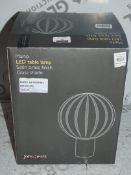 Boxed John Lewis and Partners Marlow LED Satin Brass Finish Glass Shade Table Lamp RRP £40 (