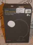 Boxed John Lewis and Partners Helium Brushed Chrome Effect Base Opal Shade Touch Control Lamp RRP £