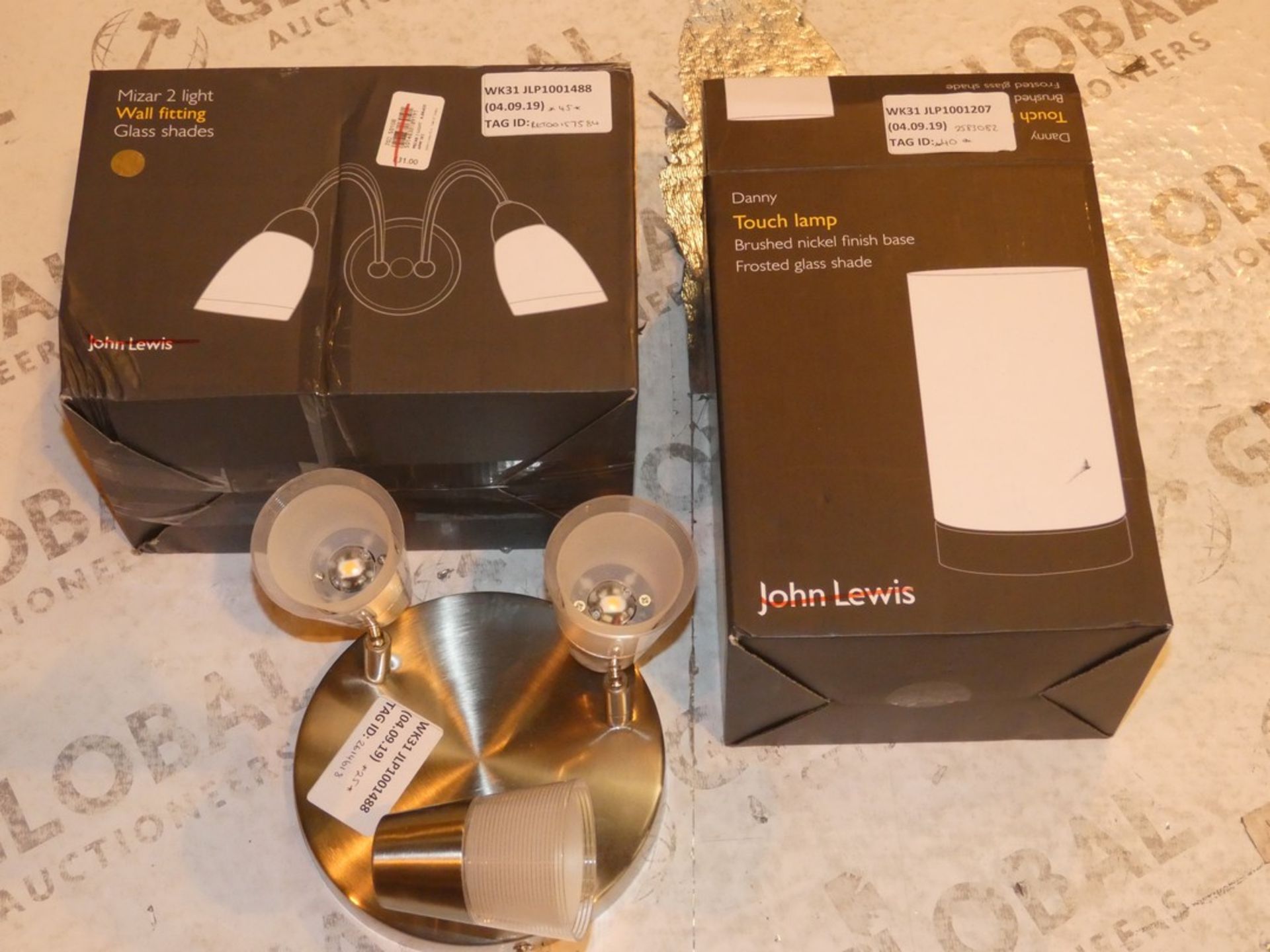Lot to Contain 3 Assorted John Lewis Lighting Items to Include Mazar 2 Light Wall Fitting, LED 3