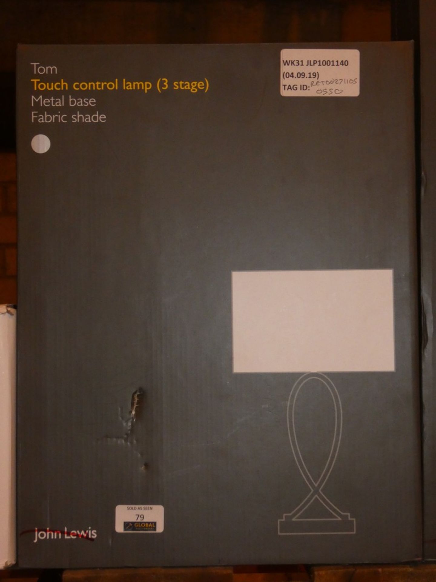 Boxed John Lewis and Partners Tom Metal Base Touch Control Lamp RRP £75 (RET00271105) (Viewing/
