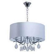 Boxed MW Lighting Fabric Shade Crystal Droplet Chandelier Ceiling Light RRP £150 (Viewing/Appraisals