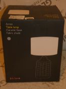 Boxed John Lewis and Partners Annie Ceramic Base Fabric Shade Table Lamp RRP £45 (2557300)(Viewing/