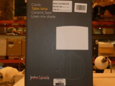 Boxed John Lewis and Partners Linen Mix Shade Table Lamp RRP £45 (RET00162144) (Viewing/Appraisals