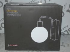 Boxed John Lewis and Partners Dano LED Gun Metal Finish Smoked Glass Shade Wall Light RRP £65 (