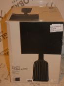 Boxed John Lewis and Partners Flute Glass Base Linen Shade in Line Switch Table Lamp RRP £75 (