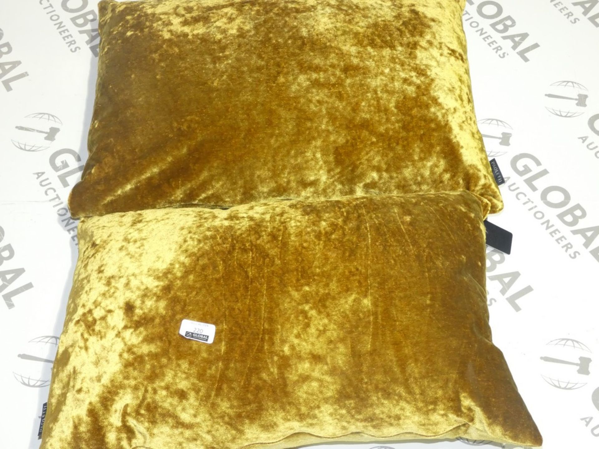 Paoletti Crushed Velvet Gold Designer Scatter Cushions (Viewing/Appraisals Highly Recommended)