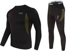Assorted Brand New Esdy Mens Thermal Hiking Outdoor Protective Under Garments in Black With Khaki in