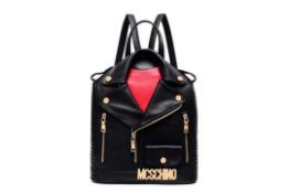 Brand New Moschino Style Ladies Black Leather Biker Jacket Backpacks RRP £64.99 Each