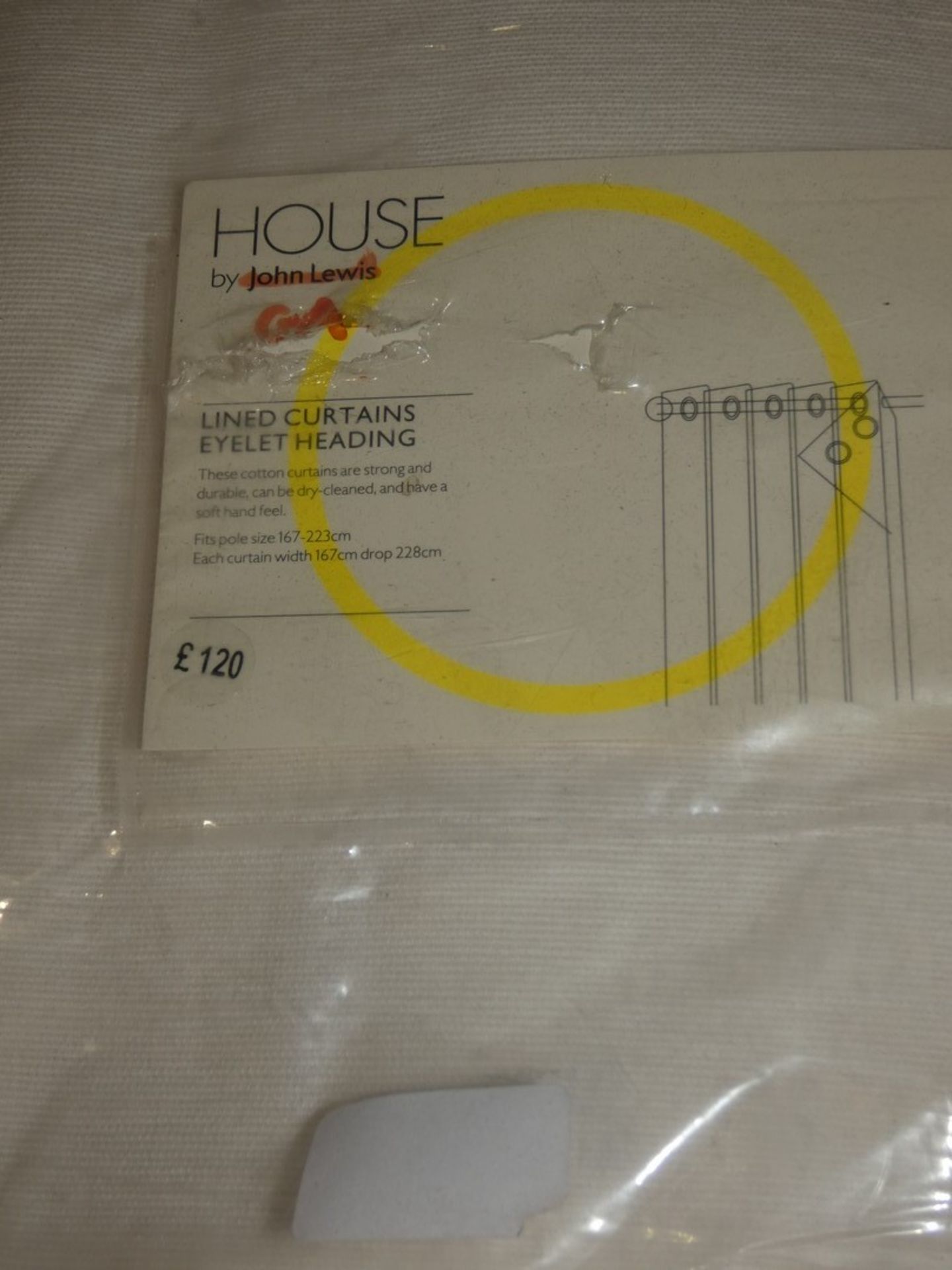 Bagged Pair Of House By John Lewis Lined Eyelet Headed Designer Curtains (RET00762531) (Viewing/
