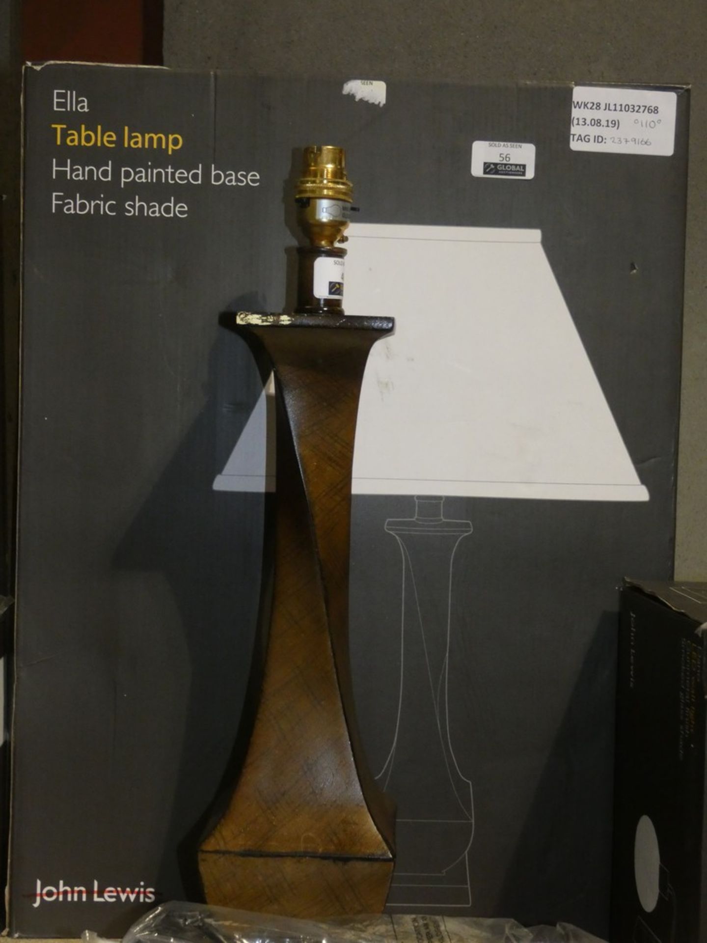 Boxed John Lewis and Partners Ella Hand Painted Base Fabric Shade Table Lamp RRP £110 (2379166) (