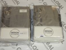 Brand New Pairs Of Design Studio Fully Lined Eyelet Headed Curtains In Silver