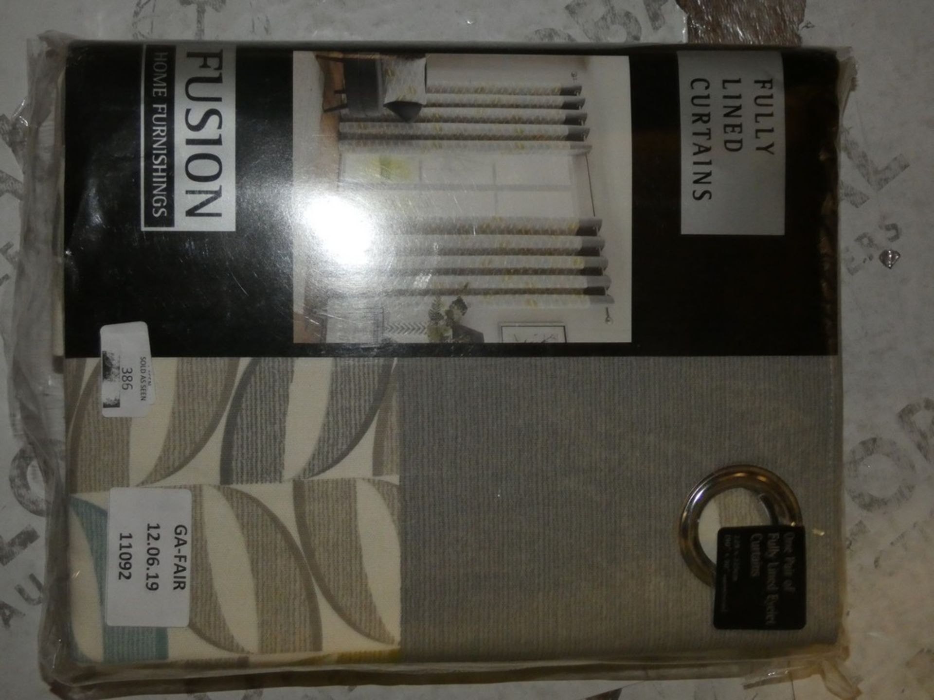 Bagged Brand New Pair of Fusion Fully Lined Eyelet Headed Curtains RRP £60 (11092) (Public Viewing