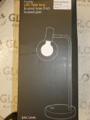 Boxed John Lewis And Partners Huxley Brushed Brass Finish Smoked Glass Shade RRP £95 (