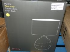 Boxed John Lewis and Partners Martha Ceramic Base Fabric Shade Table Lamp RRP £85 (RET00395910) (