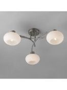Boxed John Lewis And Partners Elio 3 Light Brushed Chrome Finish Frosted Glass Shade Ceiling Light