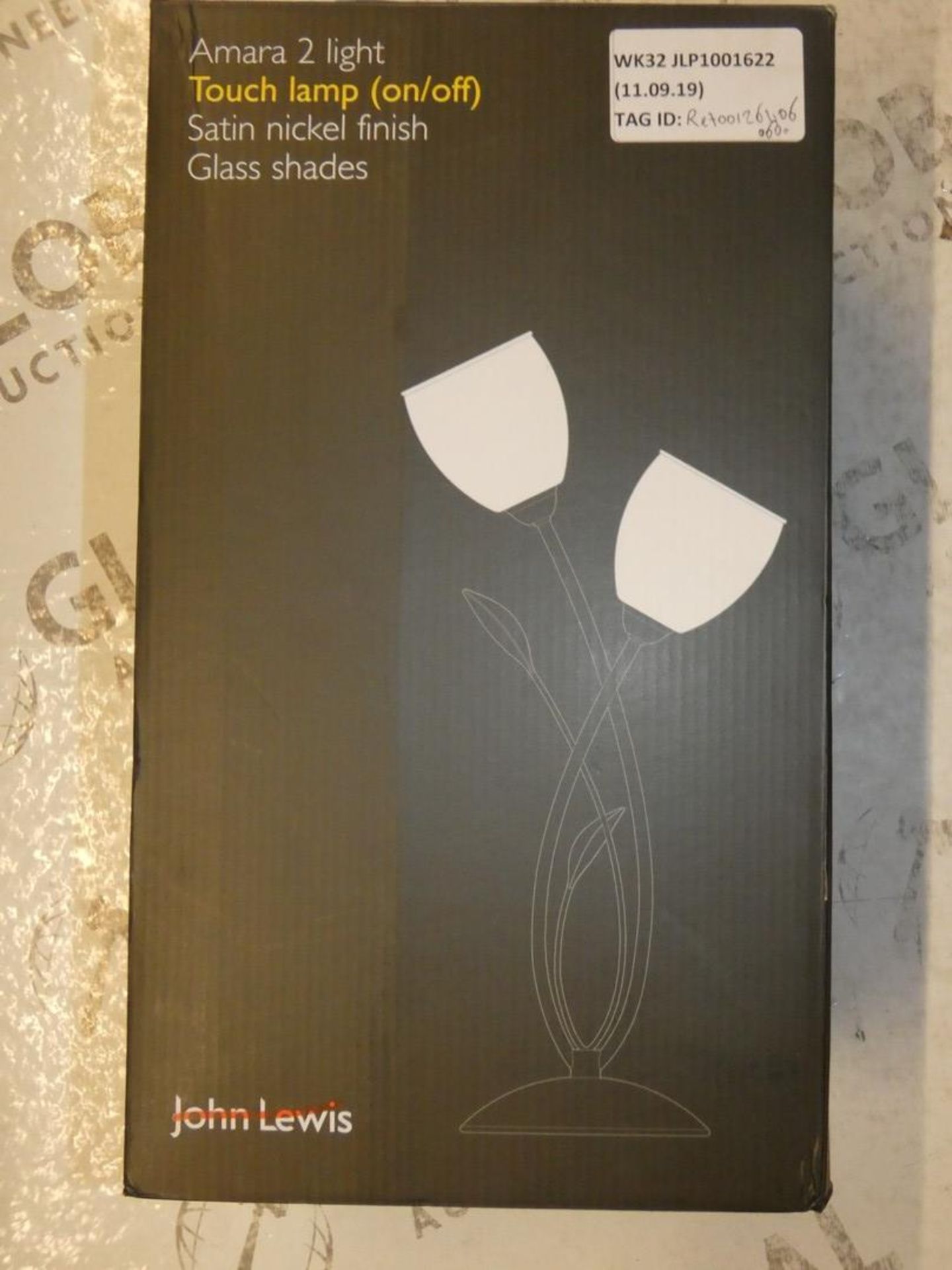 Boxed John Lewis And Partners Amara 2 Light Satin Nickel Table Lamp RRP £60 (RET00126406) (Public