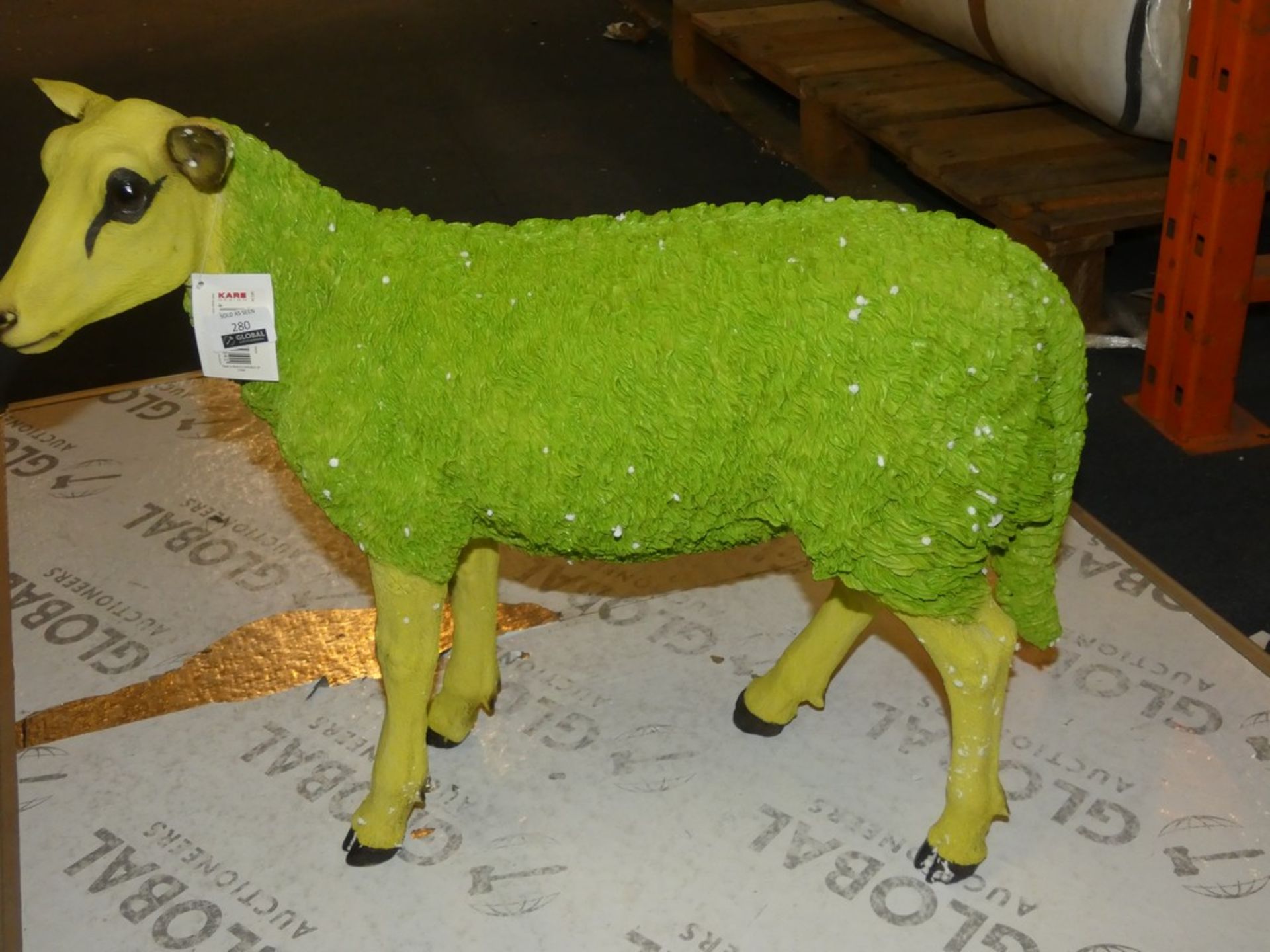 Boxed Care Design The Green Sheep That Ate Too Much Grass Statue RRP £75 (Public Viewing and