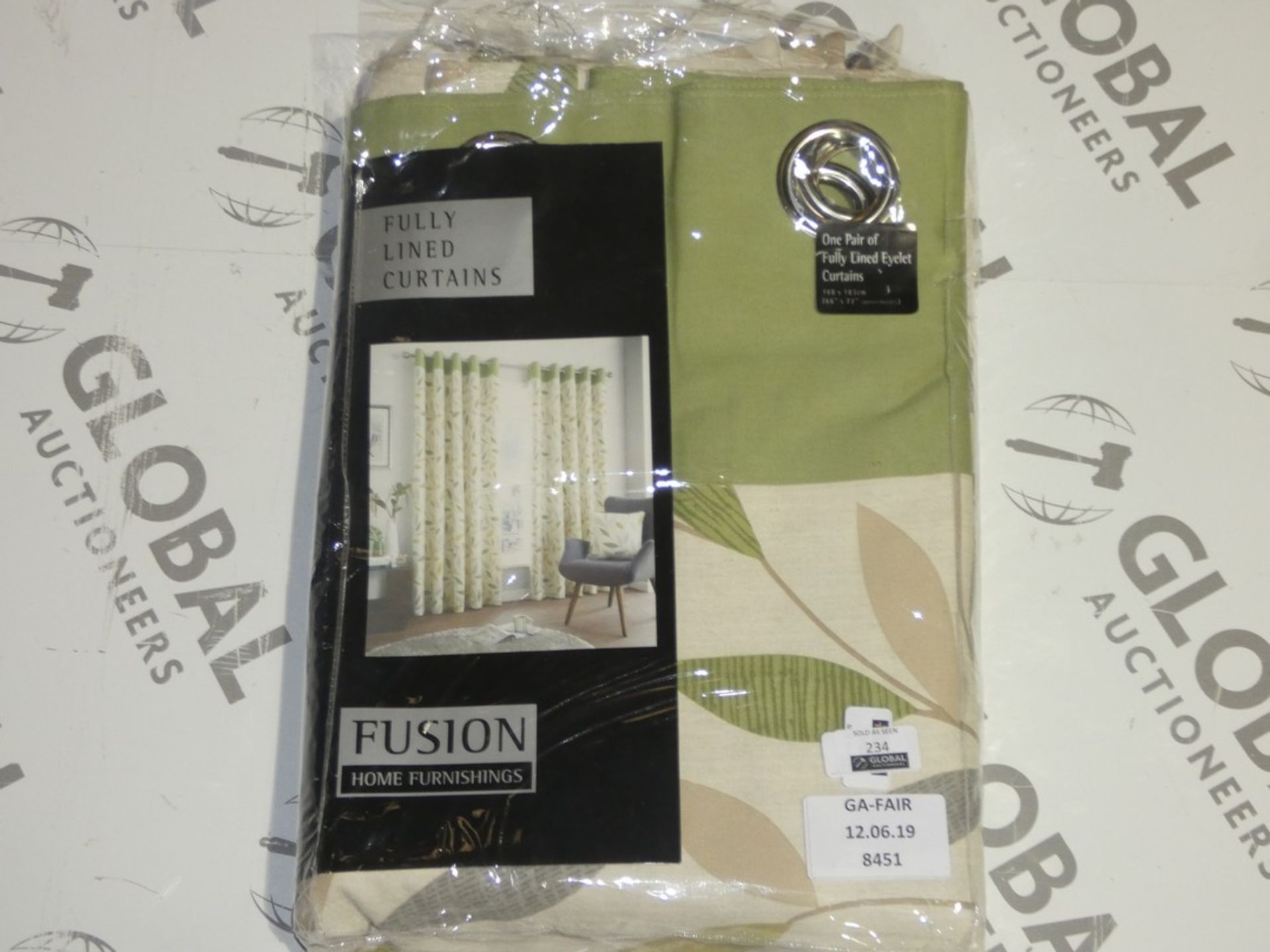 Bagged Pair Of Fusion Fully Lined Eyelet Headed Curtains (Viewing/Appraisals Highly Recommended)(