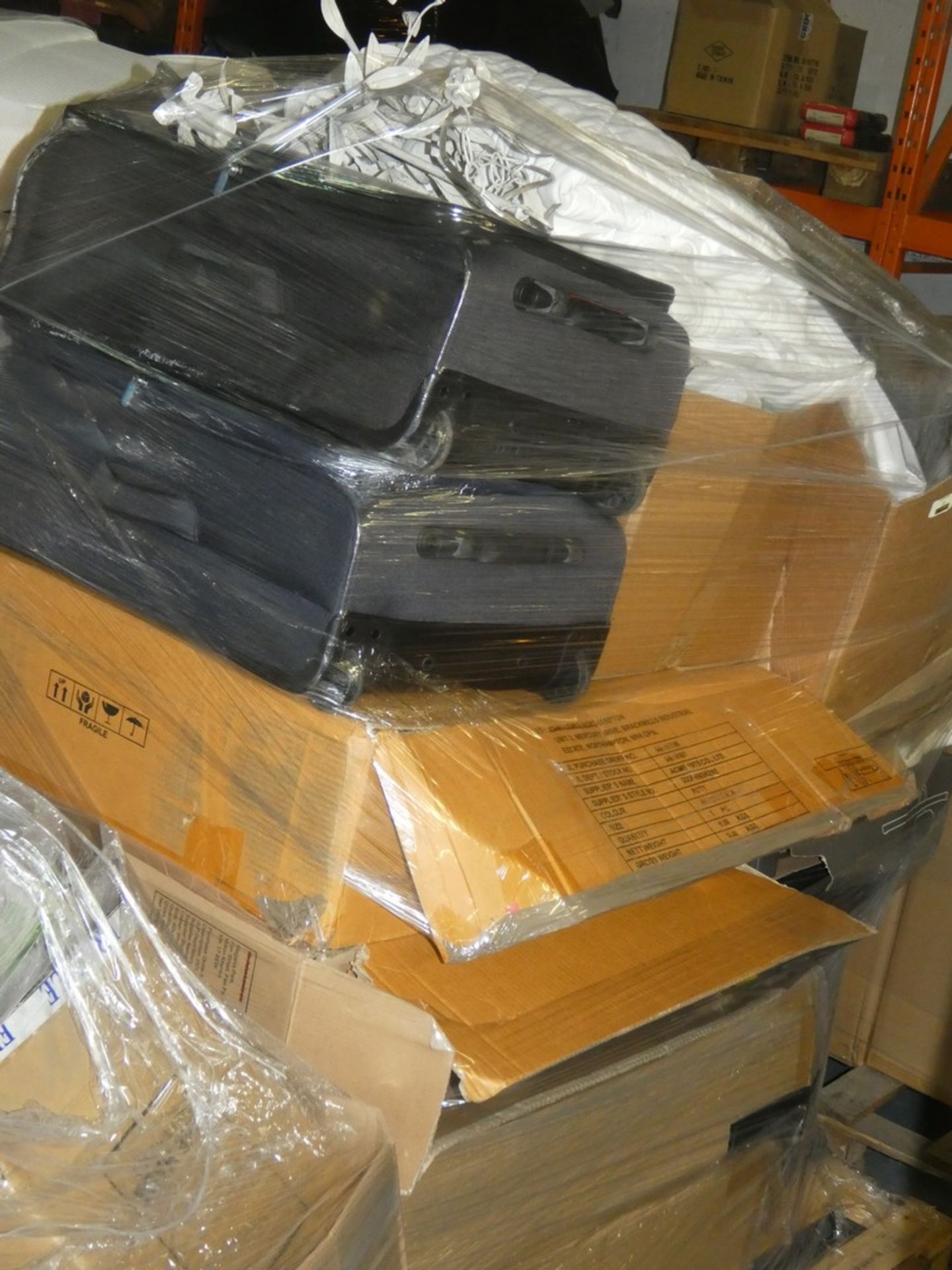 Pallet to Contain a Large Amount of John Lewis Items to Include Pillows, Suitcases, Lights, Bath