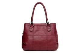 Brand New Womens Coolives Metal Ring Top Strap Handbag in Red Wine RRP £44.99