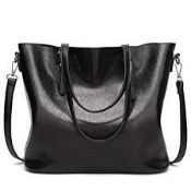 Brand New Womens Coolives Simple Shoulder Strap Tote Bag In Black RRP £34.99