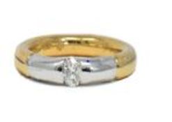 Two Tone Diamond Ring, 9ct Yellow/White Gold, Weight 5.23g, Diamond Weight 0.21ct, Colour H, Clarity