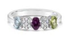 Multicoloured Gem Stone with Diamond Eternity Ring, 9ct White Gold RRP £749 Weight 1.73g, Diamond