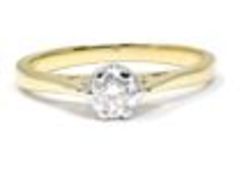 Diamond Engagement Ring, 9ct Yellow Gold RRP £999 Weight 2.21g, Diamond Weight 0.25ct, Colour I,