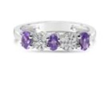 Amethyst and Diamond Eternity Ring, 9ct White Gold RRP £749 Weight 1.48g, Diamond Weight 0.07ct,