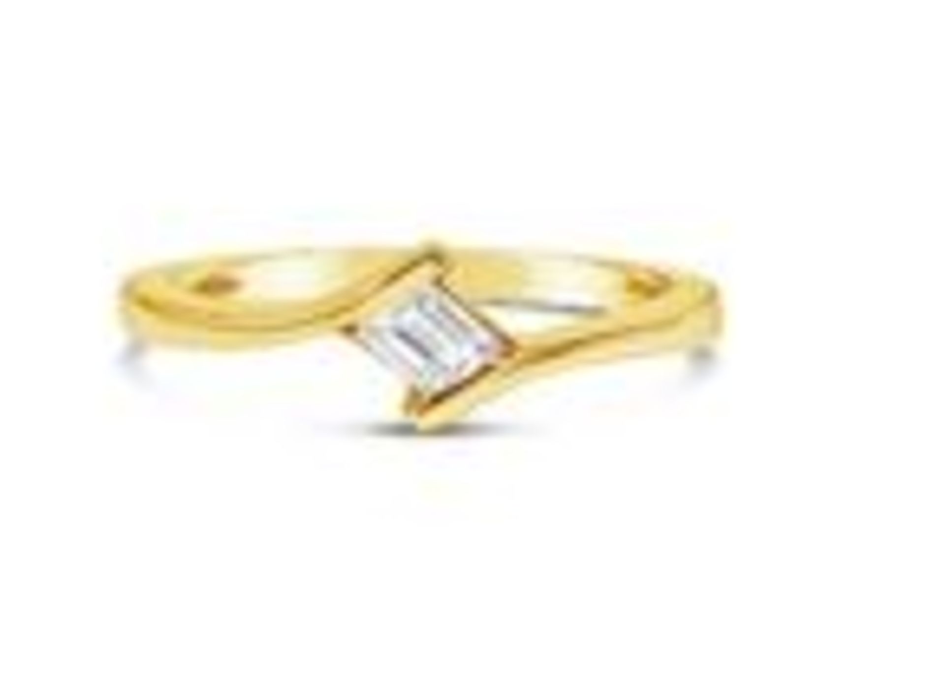 Emerald Cut Diamond Solitaire Twist, 18ct Yellow Gold, Weight 3.79g, Diamond Weight 0.3ct, Colour G,