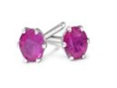 Ruby Stud Earrings, Platinum 900 RRP £249 Weight 0.15g, Diamond Weight 0.45ct, Size 3mm (RUBY3MM)