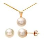 Pearl Earring and Pendant Set in 9ct Yellow Gold, 9ct Yellow Gold RRP £179 Weight 2.3g (SUITE