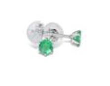 Emerald Stud Earrings, Platinum 900 RRP £399 Weight 0.15g, Diamond Weight 0.45ct, Size 3mm (