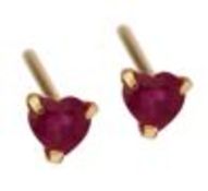 Heart Shaped Ruby Earrings, 18ct Yellow Gold RRP £299 Weight 0.36g, Diamond Weight 0.2ct, Colour 0.